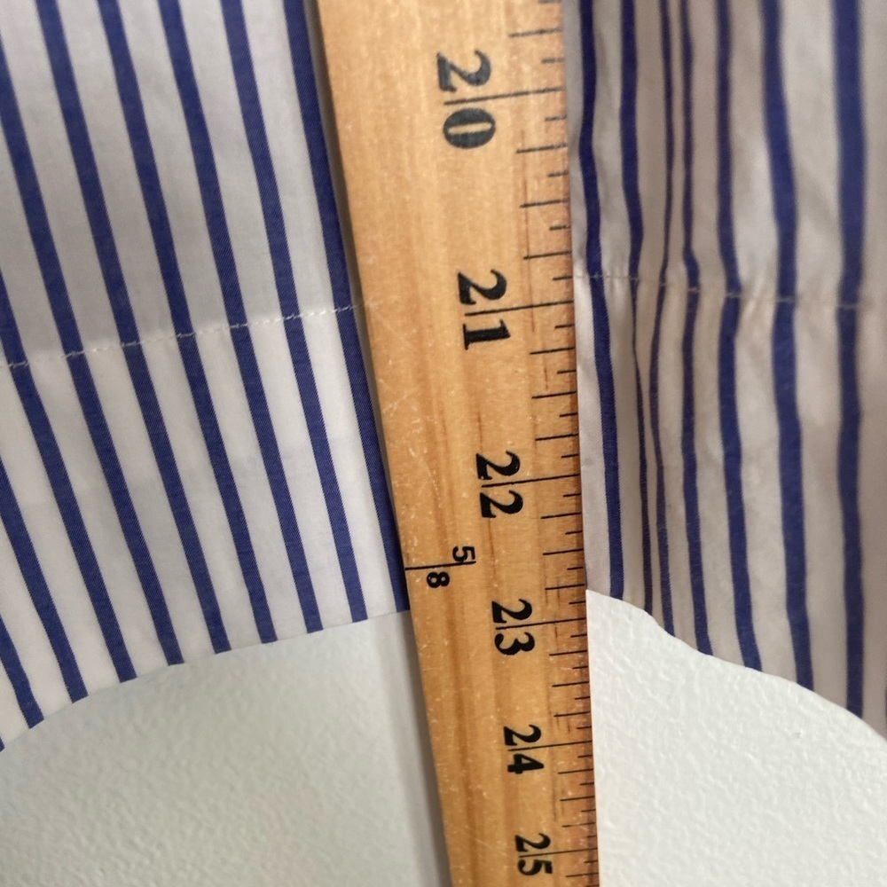 J. Crew Women's Boho Top Stripe Ruffle Size 0 Oversized White & Blue Long Sleeve - Picture 8 of 10
